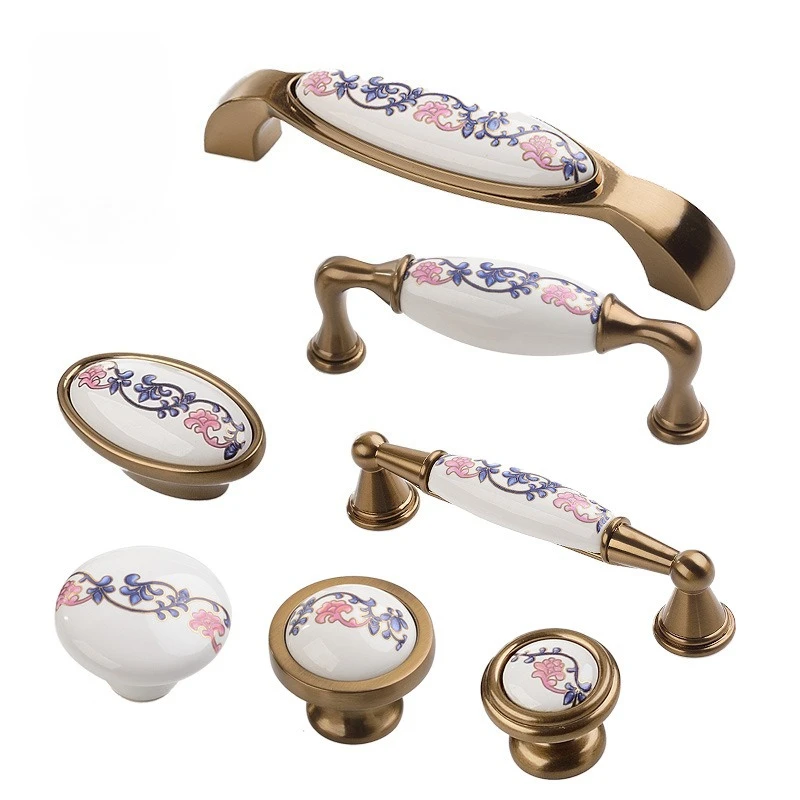 Ceramic Handle American Retro Cabinet Door Modern Minimalist European Style Drawer Cabinet Wardrobe Cabinet Handle