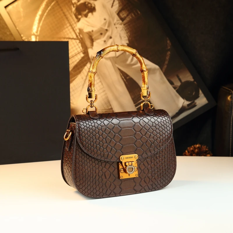 Crocodile Pattern Women Bag Crossbody Bag for Women New Bags All-Match Bamboo Handbag