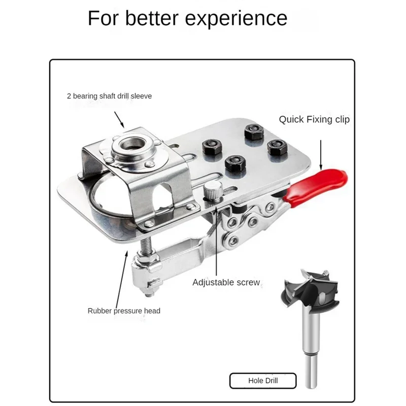 Woodworking Hole Drilling Guide Locator 35Mm Hinge Boring Jig With Fixture Hole Opener Template Door Cabinets Durable