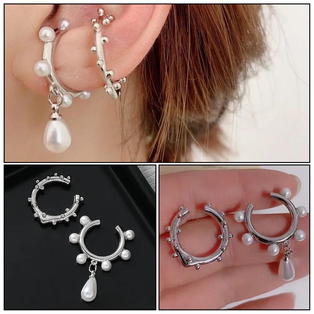 1Pair Pearl Ear Clips Woman Ear Jewelry Fine Craftsmanship Sturdy Comfortable Touch Exquisite Charm Elegant Gift for Special