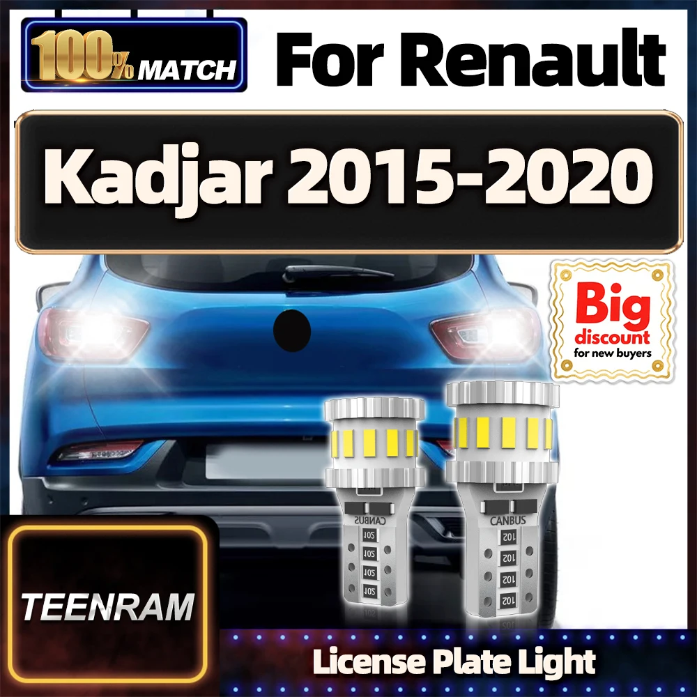 

TEENRAM For Renault Kadjar 2015 2016 2017 2018 2019-2020 2PCS Car LED License Plate Light Bulb Auto License Plate Lamp Ampoule