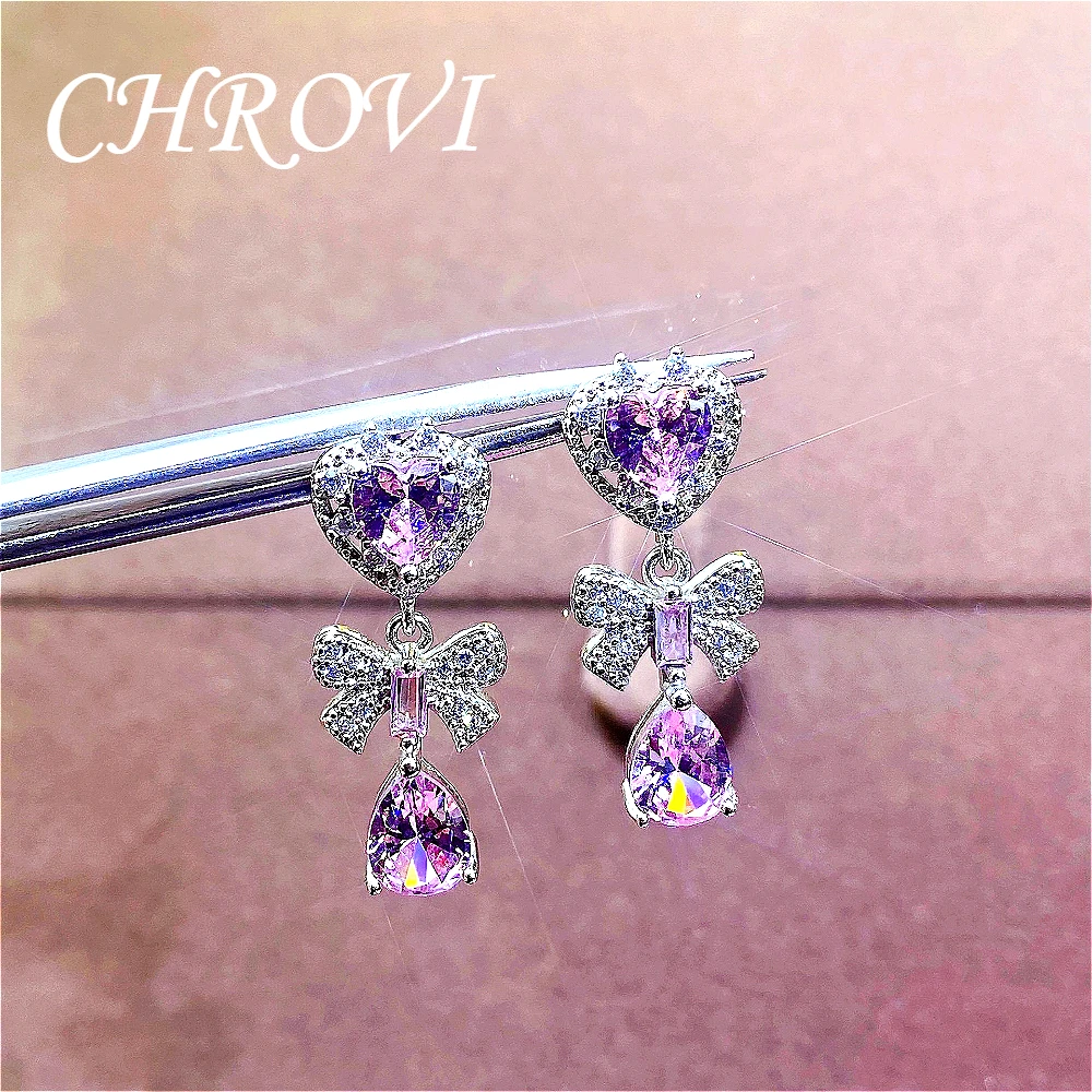 Sweet 925 Sterling Silver Elegant Earrings - Super Beautiful Crystal Retro Bow-Shaped Stud Earrings, Fresh and Chic.