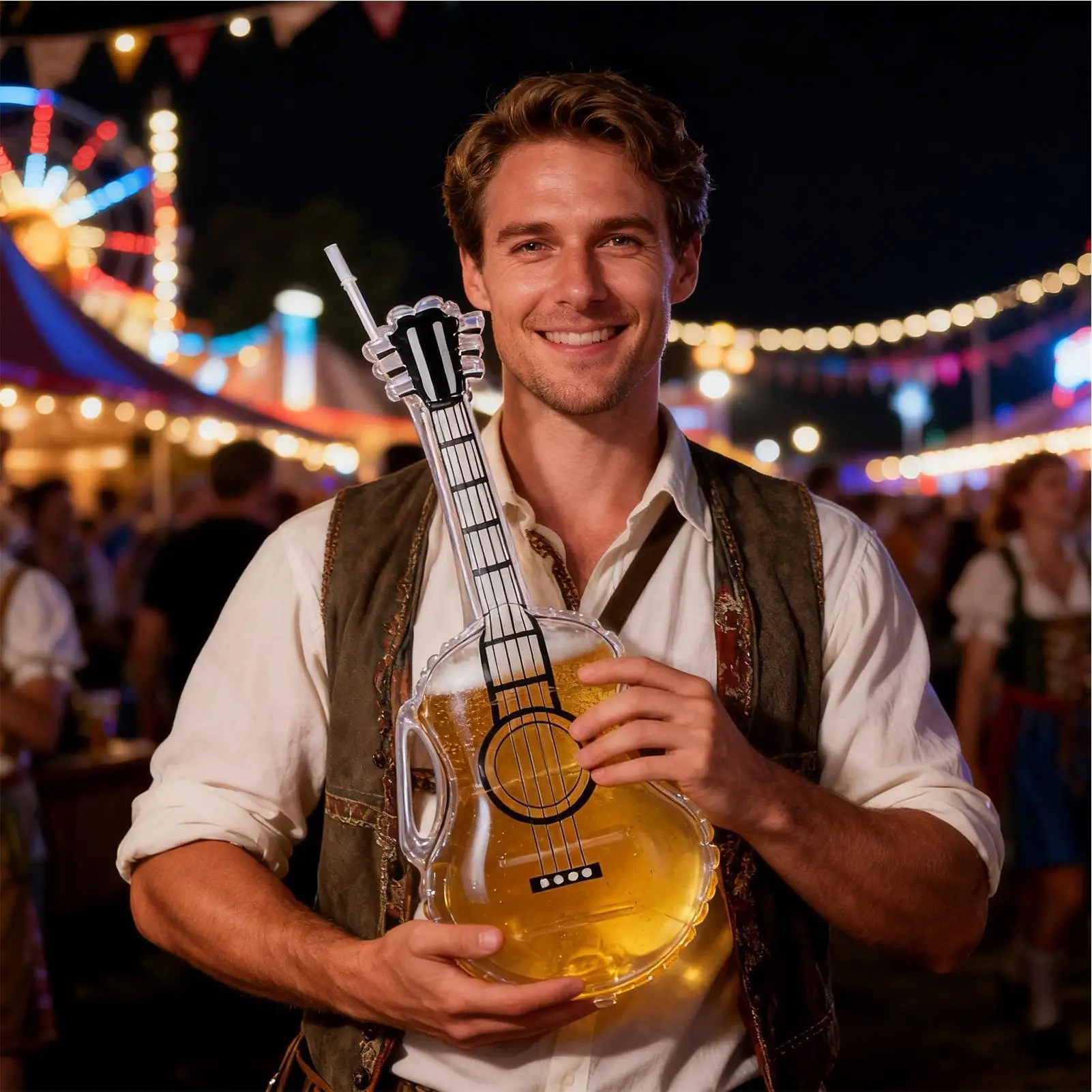 Picture 5: Wine Decanter 2500ml Funny Guitar-Shaped Bottle With Straw Strap Whiskey Decanter Container Storage For Bourbon Wine Water Home