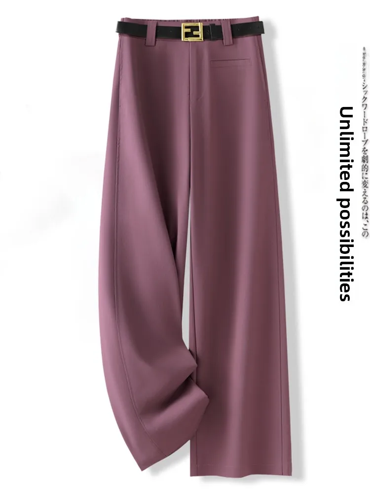 Pantalones de traje drapeados de cintura alta adelgazantes, cómodos pantalones de pierna ancha sueltos para mujer, pantalones hasta el suelo para ir al trabajo Sle otoño 2025