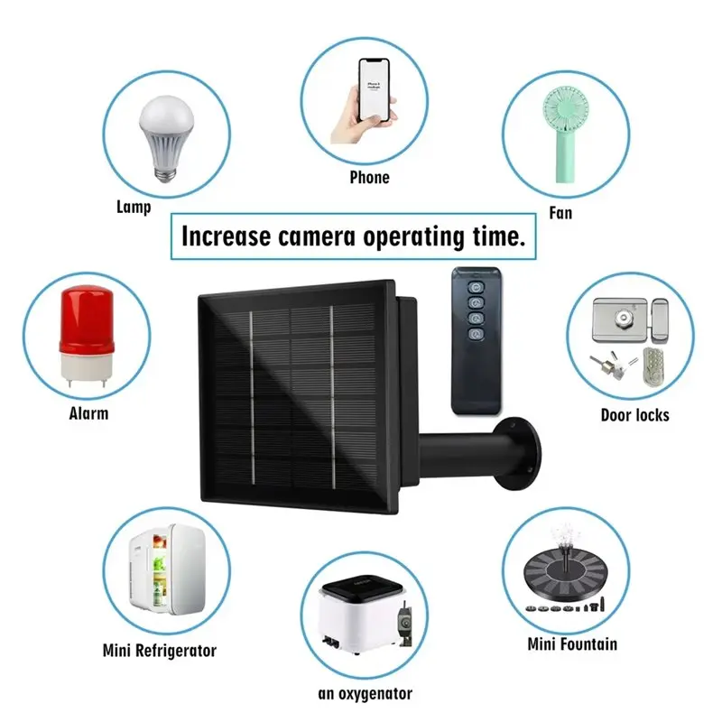 ABLU-Solar Panel Install 4W V3 Module 18650 Battery Micro USB& Type-C 12V Output Solar Cells Remote Control Timer - view 3