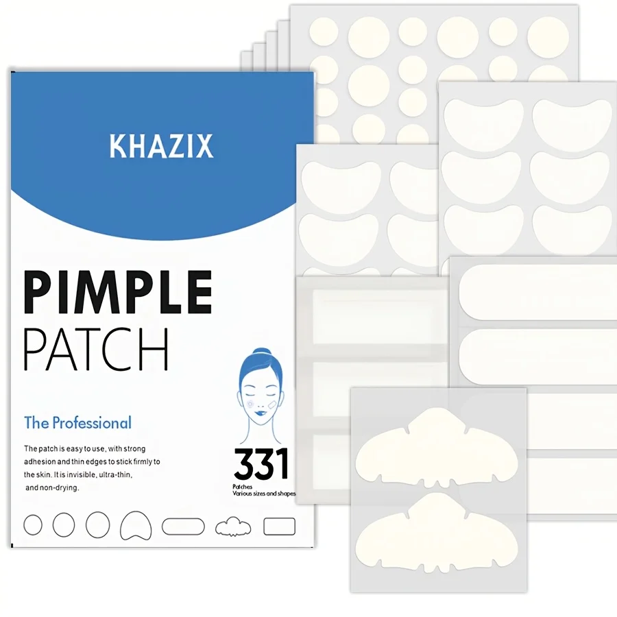 Large Pimple Patches for Face, Hydrocolloid Acne Patches, Variety Shapes Zit Covers, Moon, Strip, Square, Rectangle, Nose Strip