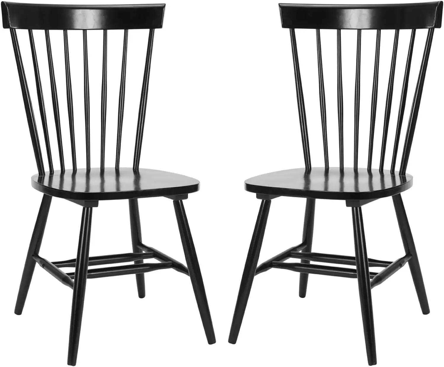 

American Homes Collection Parker Country Farmhouse Wood Black Spindle Side Chair (Set of 2)