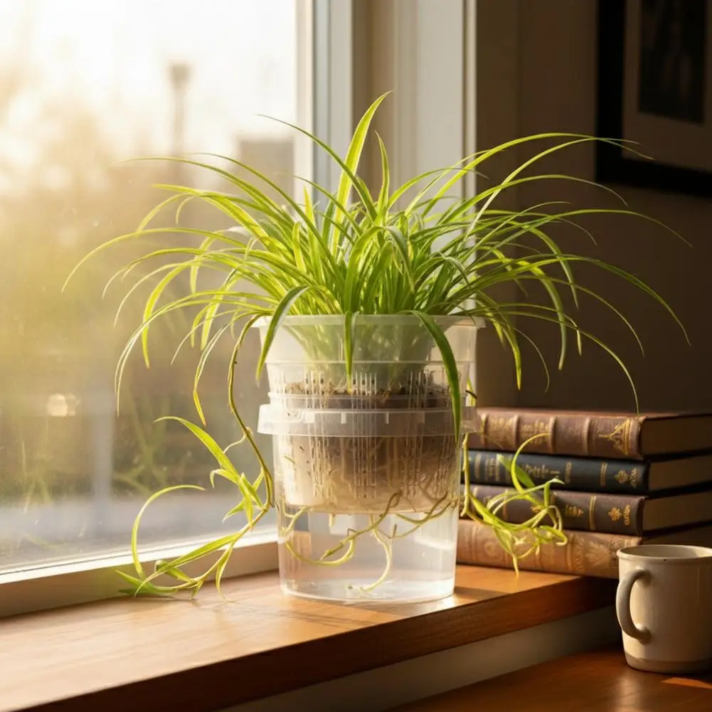 Self Watering Flowerpot Double-Layer Pots For Plants Nursery Pots Automatic Absorbing Water Butterfly Orchid Root Control P F4P3