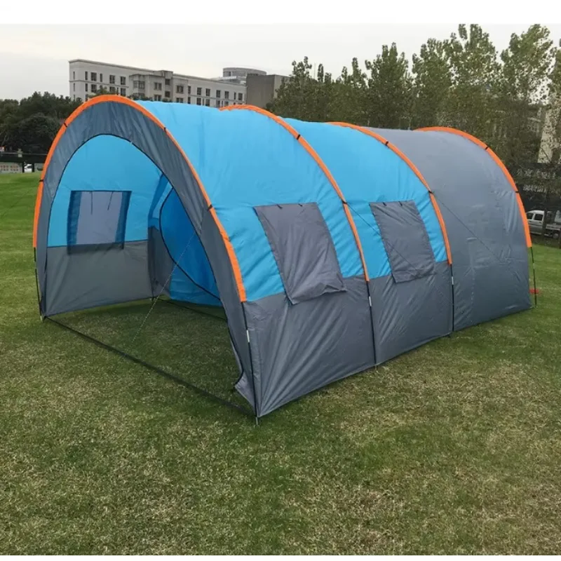 Modern Super Team 8-10 People Tent One Room Two Halls Camping Group Tent Collective Traveling Tunnel Tent