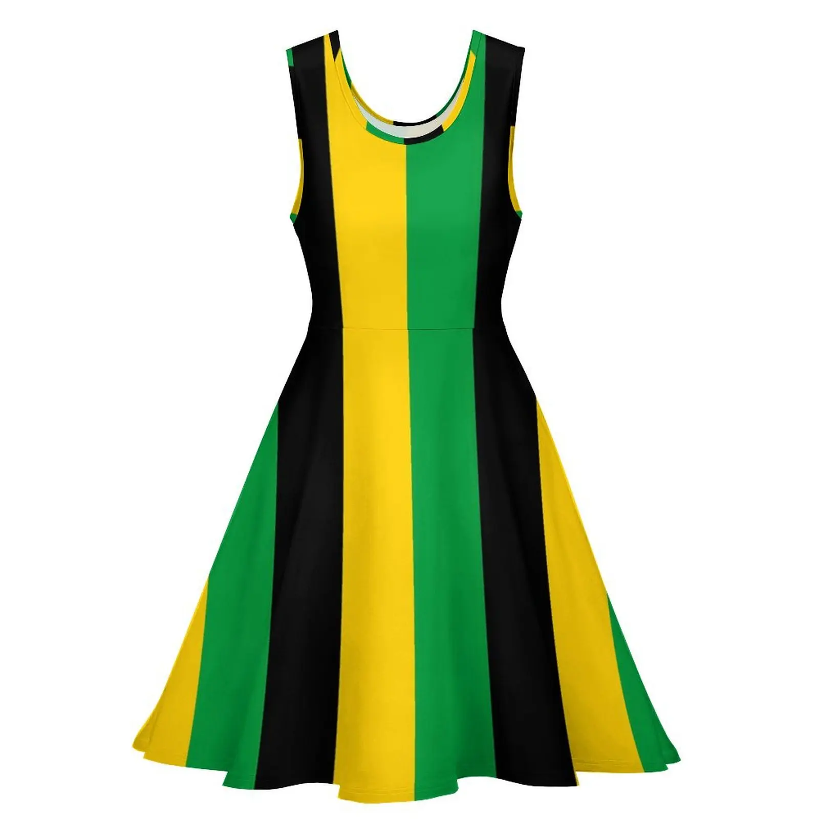 Jamaica Flag Print Dress Vertical Striped Sexy Dresses Sleeveless Streetwear Oversized Skate Dress Women Custom Clothes