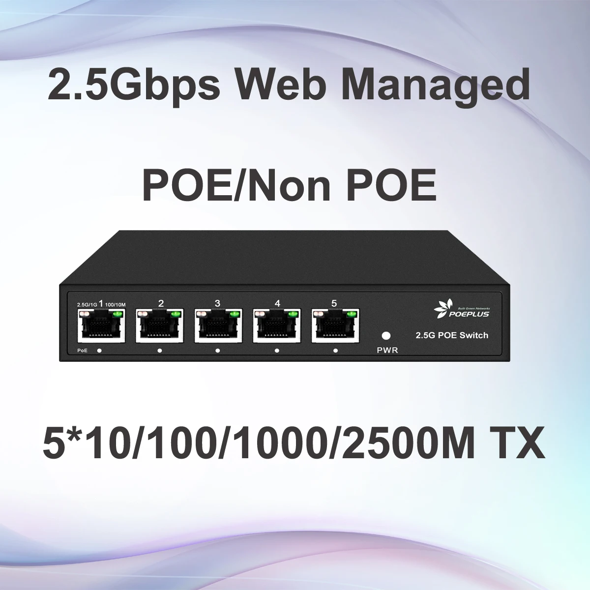 Smart Lite Web Managed 5 Ports POE Switch Non POE Available Full 2.5G Network Switch