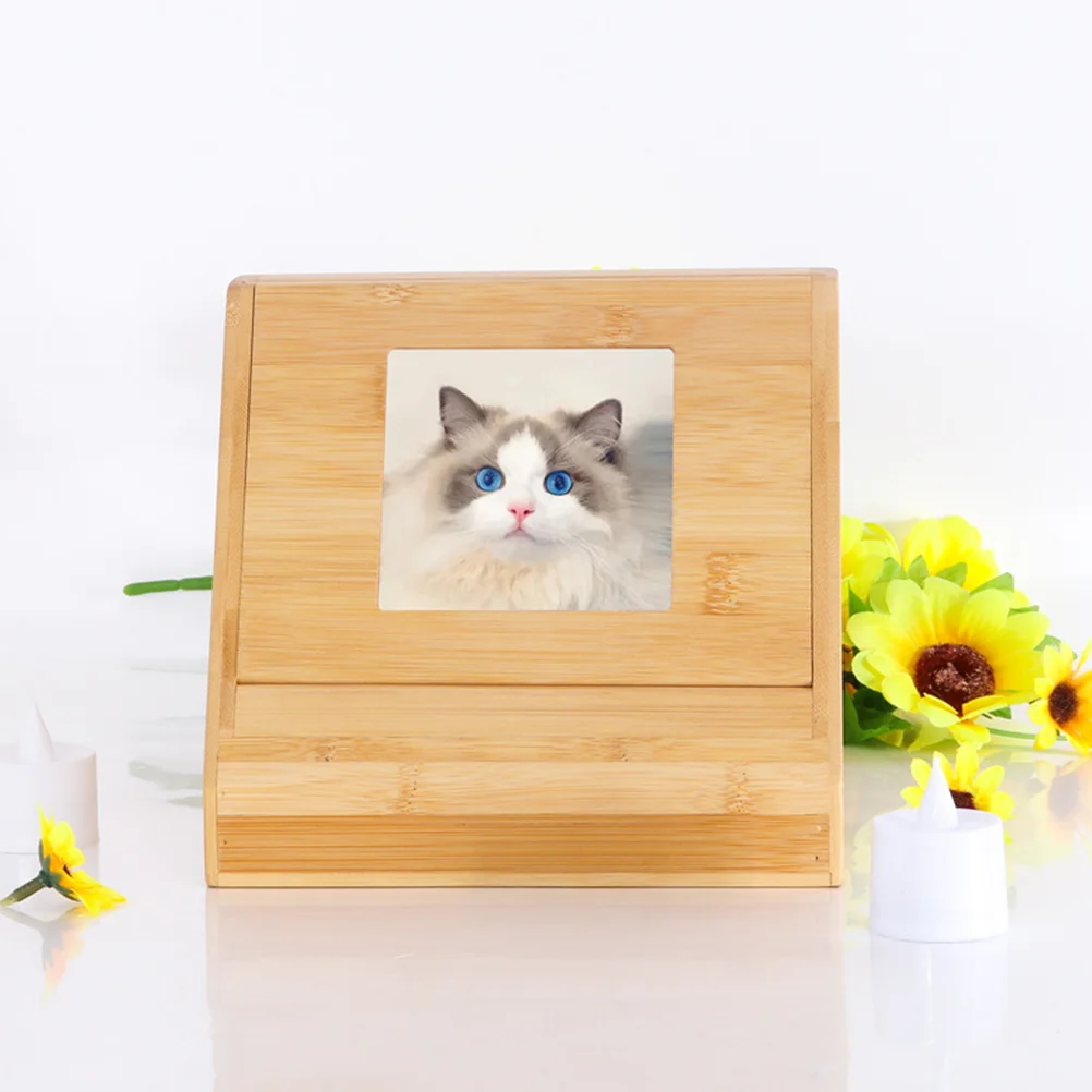 Caja conmemorativa para perros y gatos, marco de fotos, urna de madera para mascotas (h-021), 1 unidad, regalo, urnas para cenizas de bambú para perros de cremación para pérdida de cenizas