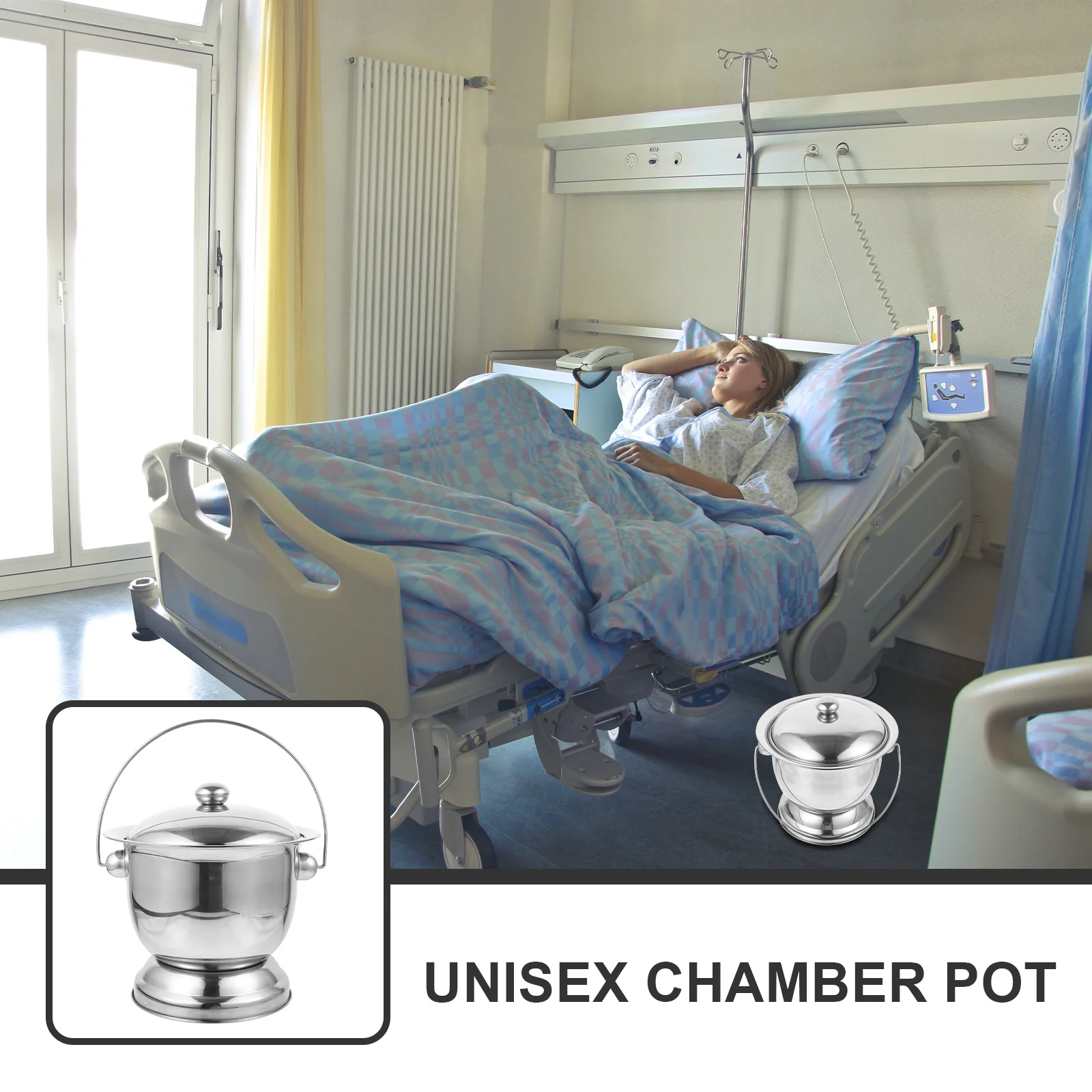 

1 set 1 Set Stainless Steel Spittoon Unisex Chamber Pot With Lid Portable Metal Bedpan Easy Clean Odor Sealed Reusable Household