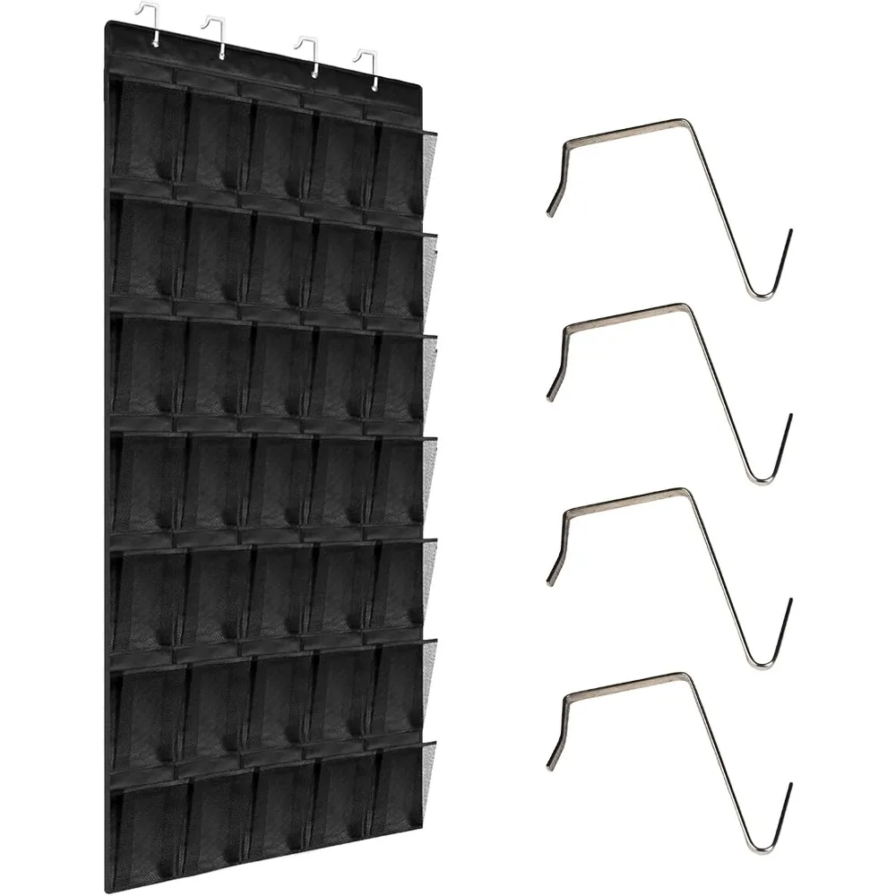 

35 Compartment Breathable Mesh Pocket Over the Door Organizer, Hanging Over Door Closet Shoe Organizer, Large Men's and Women's
