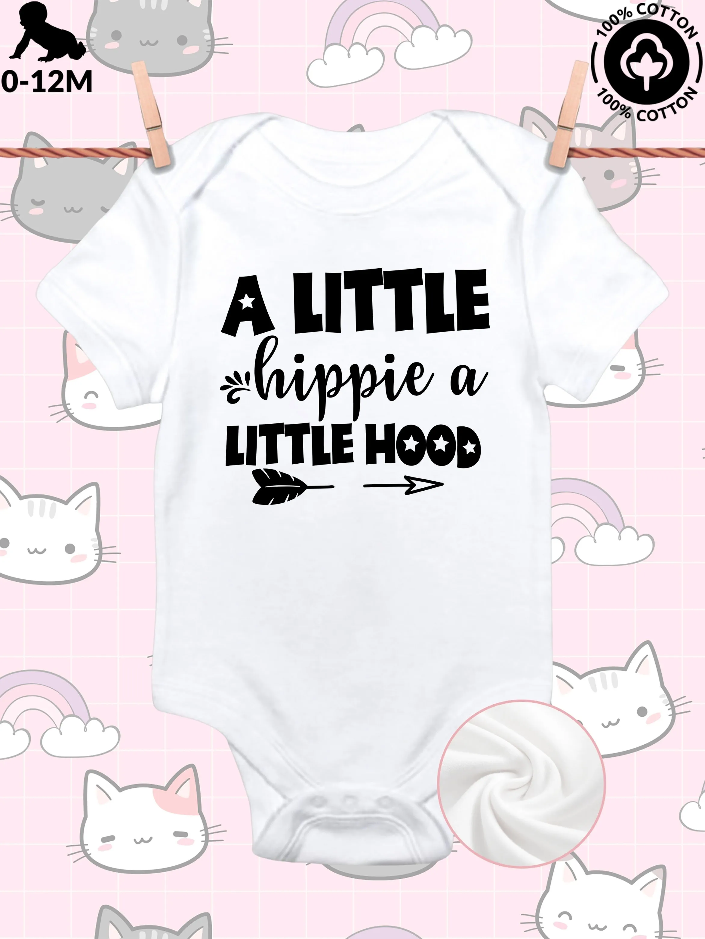 

Детский комбинезон унисекс A Little Hippie A Little Hood, мягкий комбинезон из чистого хлопка, всесезонное белое боди 190GSM