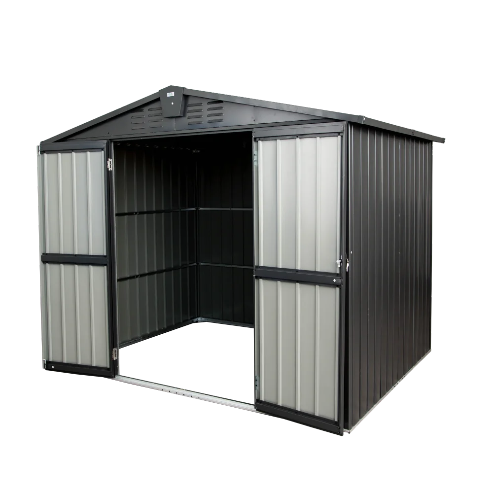 Outdoor Storage Shed 8.2'x 6.2', Metal Garden Shed for Bike, Trash Can, Galvanized Steel Outdoor Storage Cabinet with Lockable