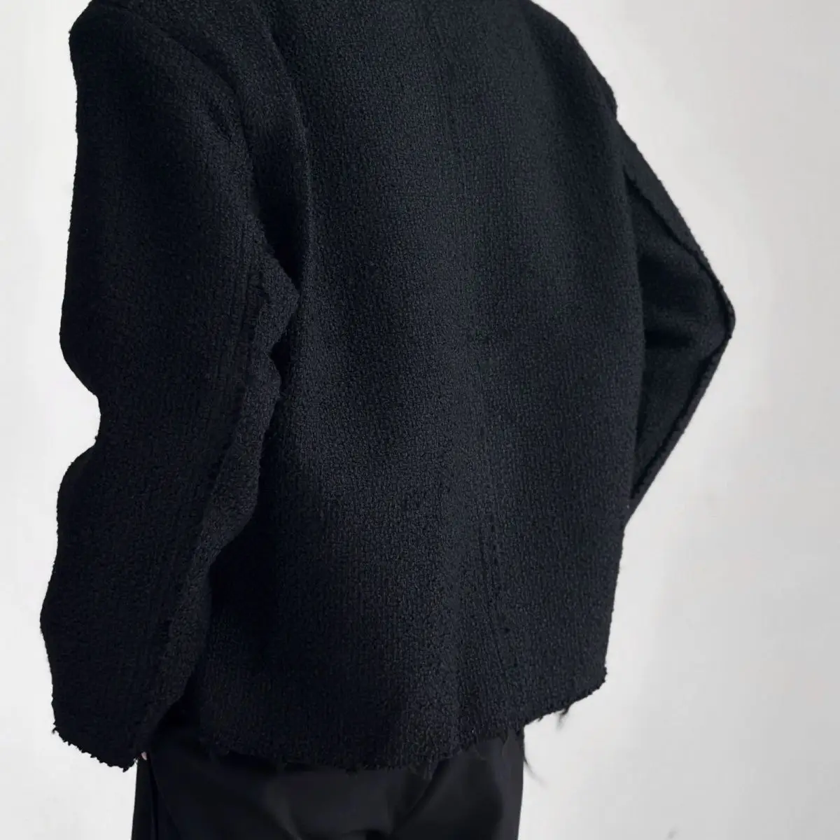 남성 럭셔리 4포켓 트위드 재킷 시크 스트리트웨어 로우 엣지 & 우븐 오버사이즈 블레이저 에지리 코리아 봄 가을 루즈핏 코트