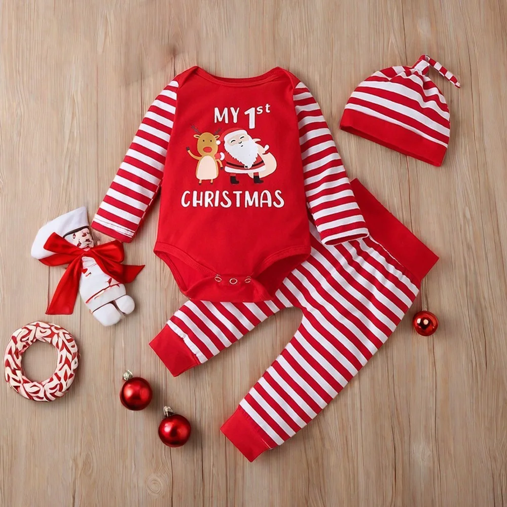 

My First Christmas Baby Boy Clothes Suit for Girls Newborn Clothing Unisex Infant Top and Bottom Clothing Set 0 to 24 Months