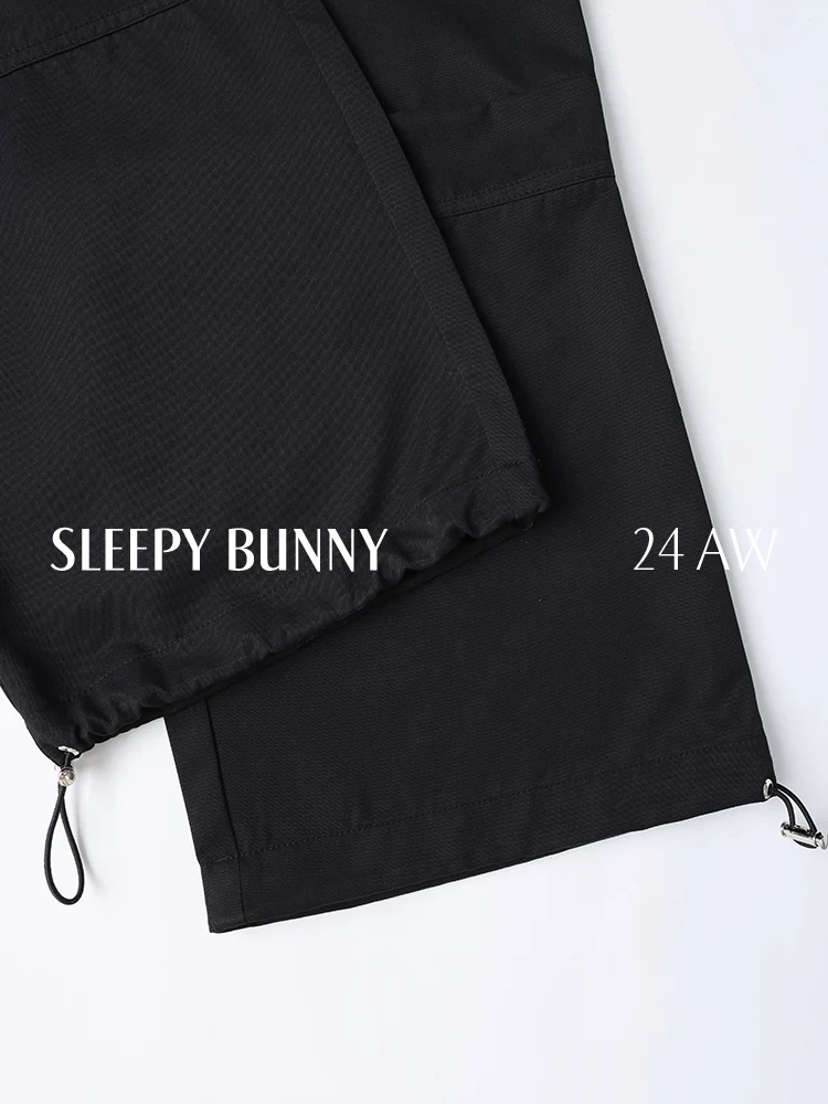 High Street Loose Cargo Pants Wide Leg Quick Dry Trousers Women's Casual Elastic Drawstring Sport Utility Long Pants for Autumn
