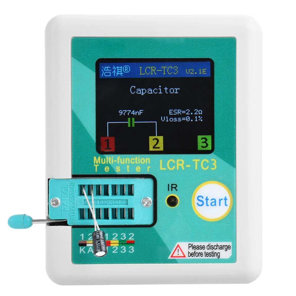 LCR-TC3 TFT wyświetlacz LCD tester próbnik elektroniczny multimetr dioda trioda MOS/PNP/NPN kondensator rezystor tranzystor miernik indukcyjności USB