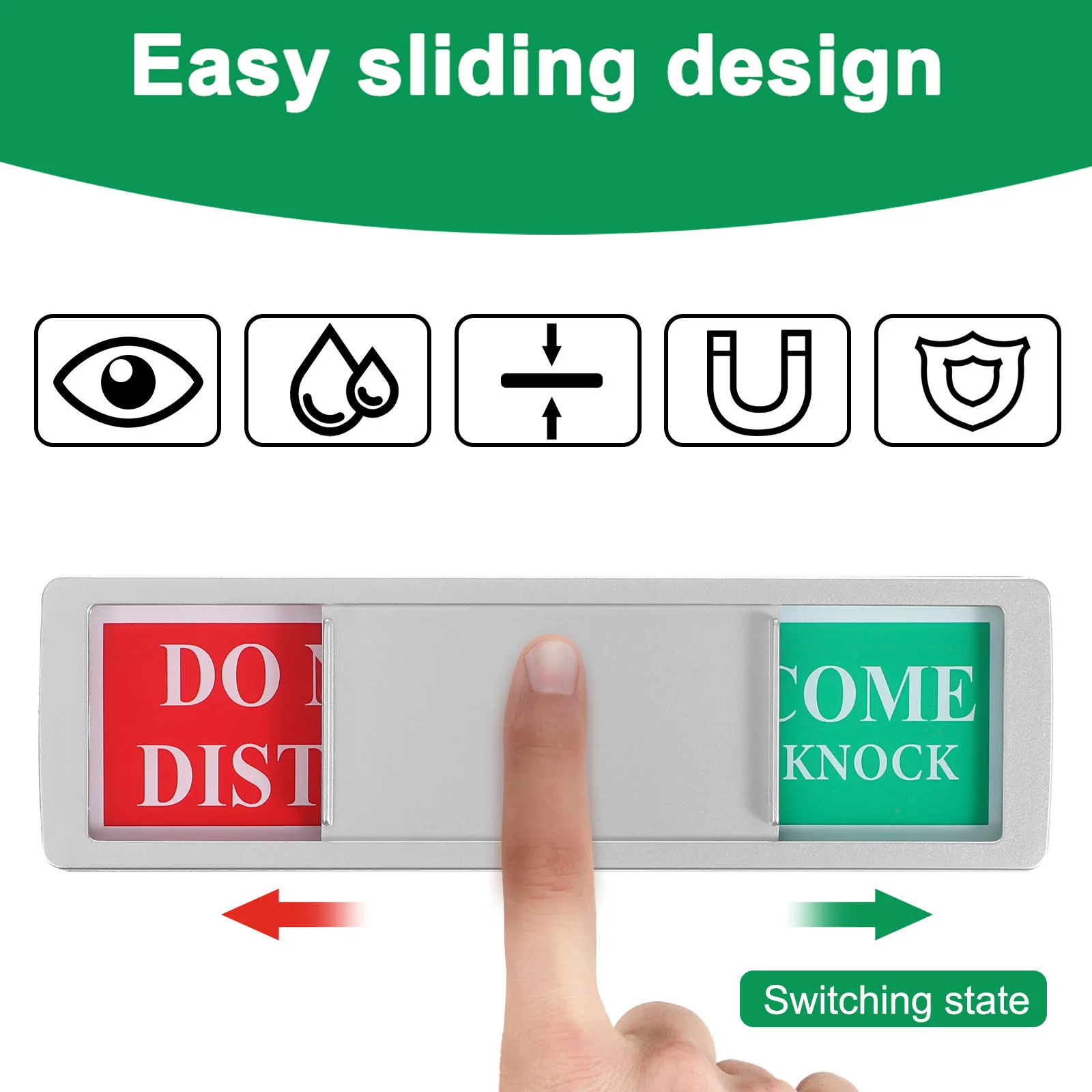 

2pcs Privacy Slide Door Sign Premium Material Long Lasting No Fade Easy Install Office Conference Room Dorm Restroom Magnetic