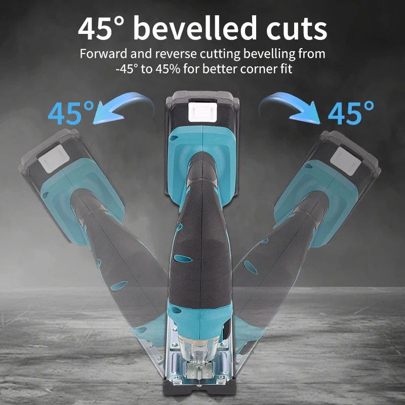 Mamidw cordless brushed jigsaw, 0°- 45° bevel cutting, LED light band with 3 position track settings, for Makita 18v Battery