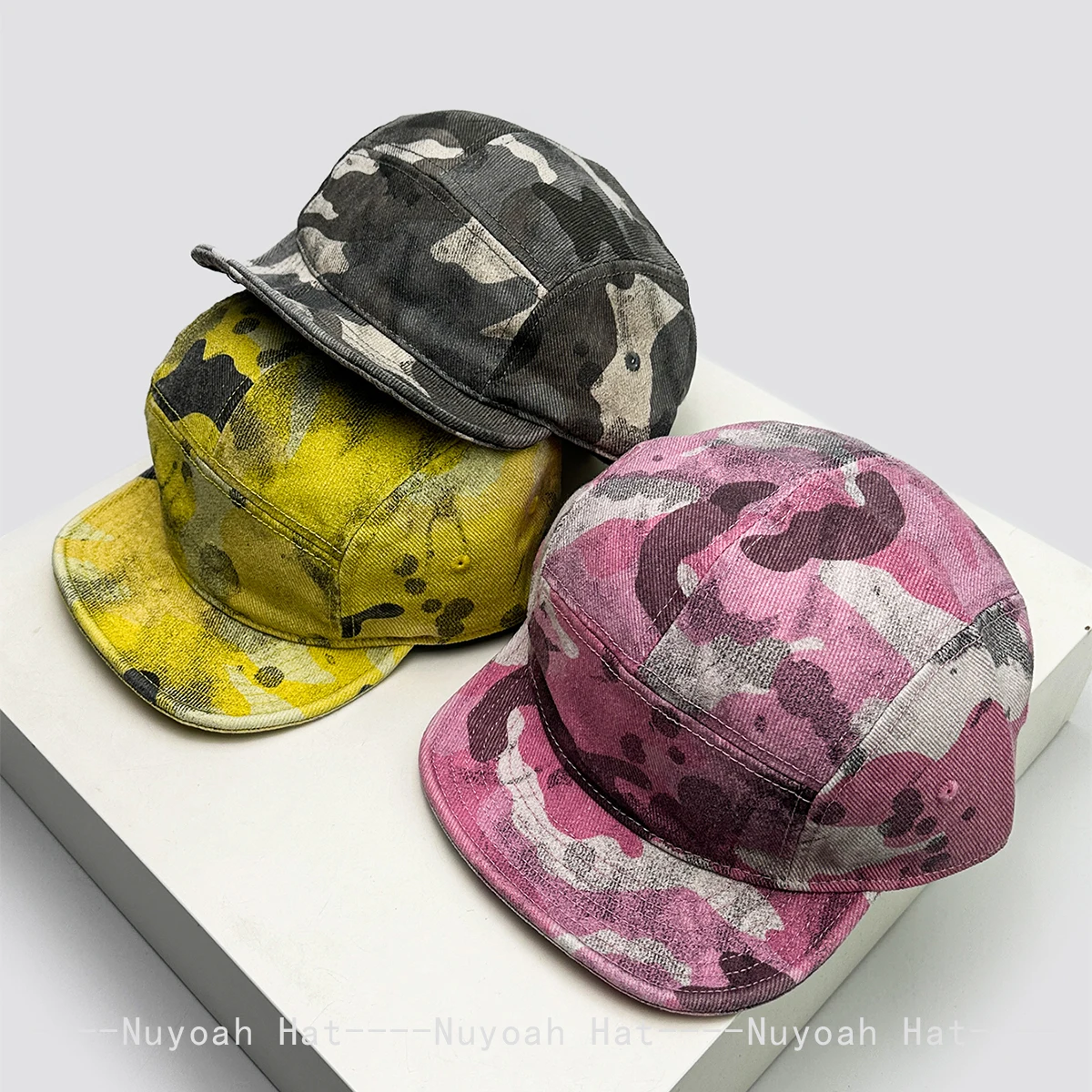 

New Men Women American Retro Camouflage Color Baseball Hats Sunshade Street Versatile Peaked Caps Short Eave Fashion Personal