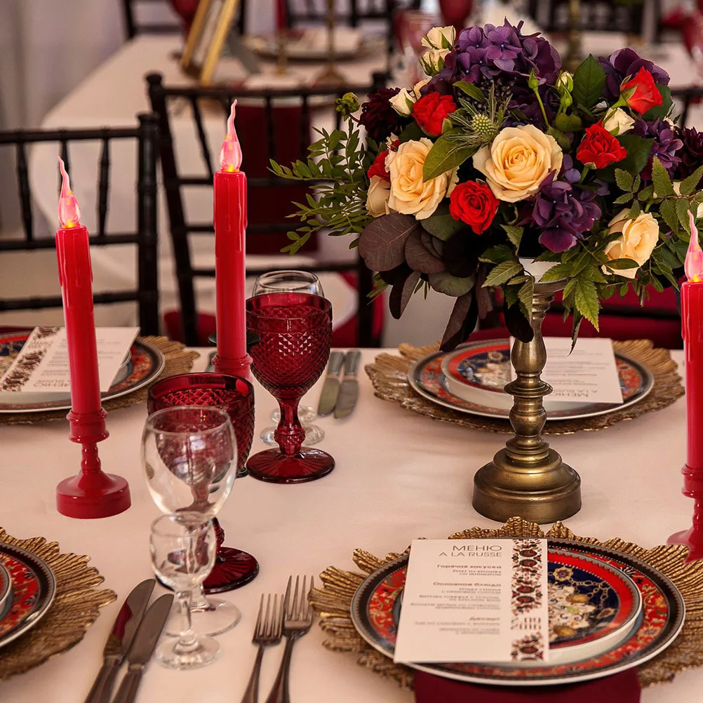 

Led Electronic Lights, Red Flameless Candles Operated, Warm Flickering Light For Chinese New Year Birthday,