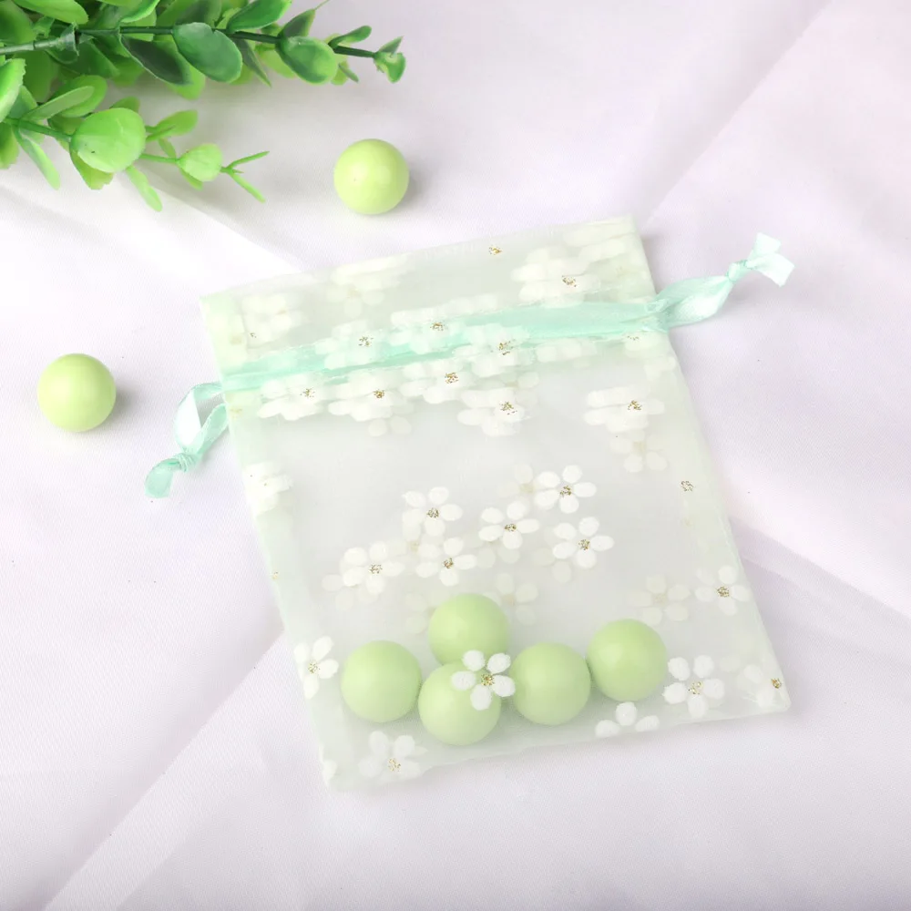 10 teile/los neue Organza Geschenkt üte Blumen Hochzeit Süßigkeiten Taschen exquisiten Schmuck Verpackung Kordel zug Beutel Großhandel