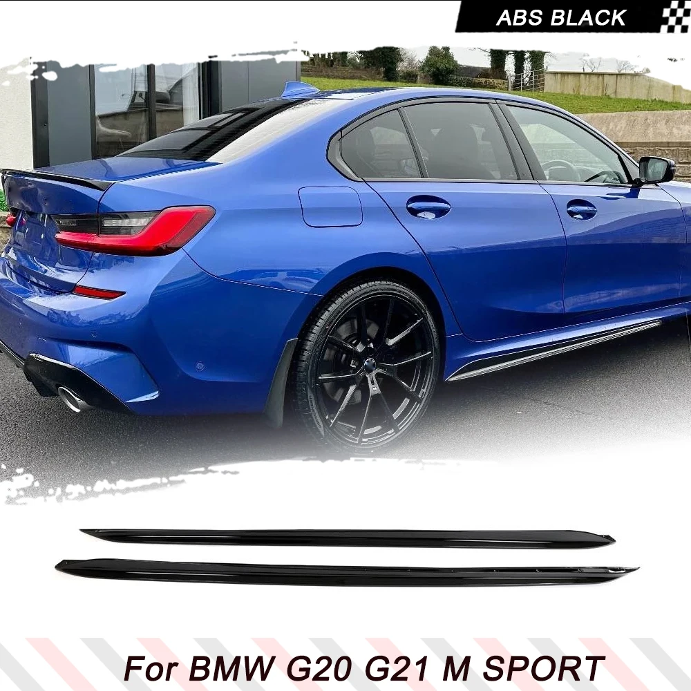 ABS Gloss Black Car Side Skirts for BMW 3 SERIES G20 G21 LCI M SPORT 2023-2024 Under Door Rocker Panels Valance Extension Lip 