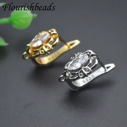 New Style Zirconia Flower Vintage Gold Earring Hooks Shvenzy Ear Wire for DIY Earrings Jewelry Making 30pcs/lot
