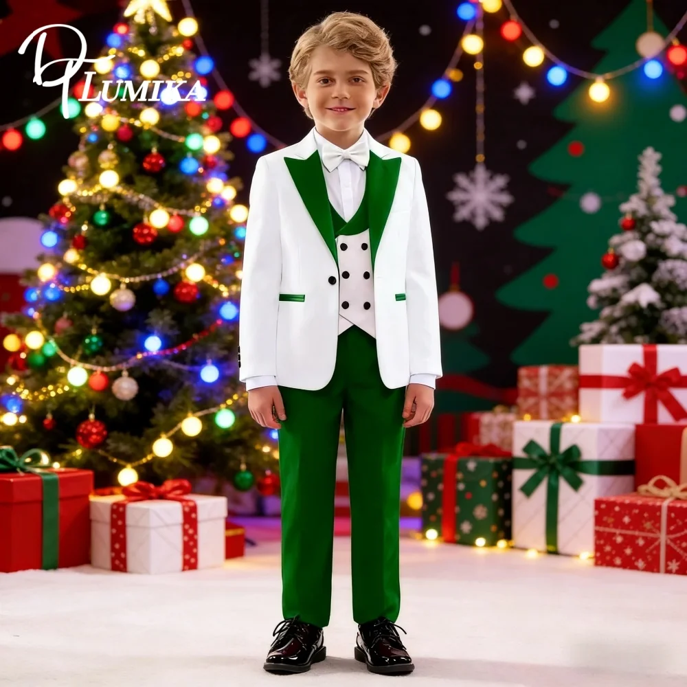Festive Boy Christmas Party Suit Stylish Kids Holiday Formal Outfit For Children Winter Celebration Attire