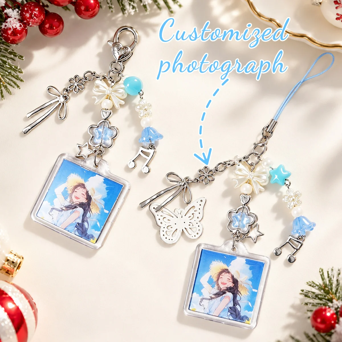 Customized 2D flat acrylic comic frame keychain, fashionable, versatile, cute, niche bag key accessory keychain
