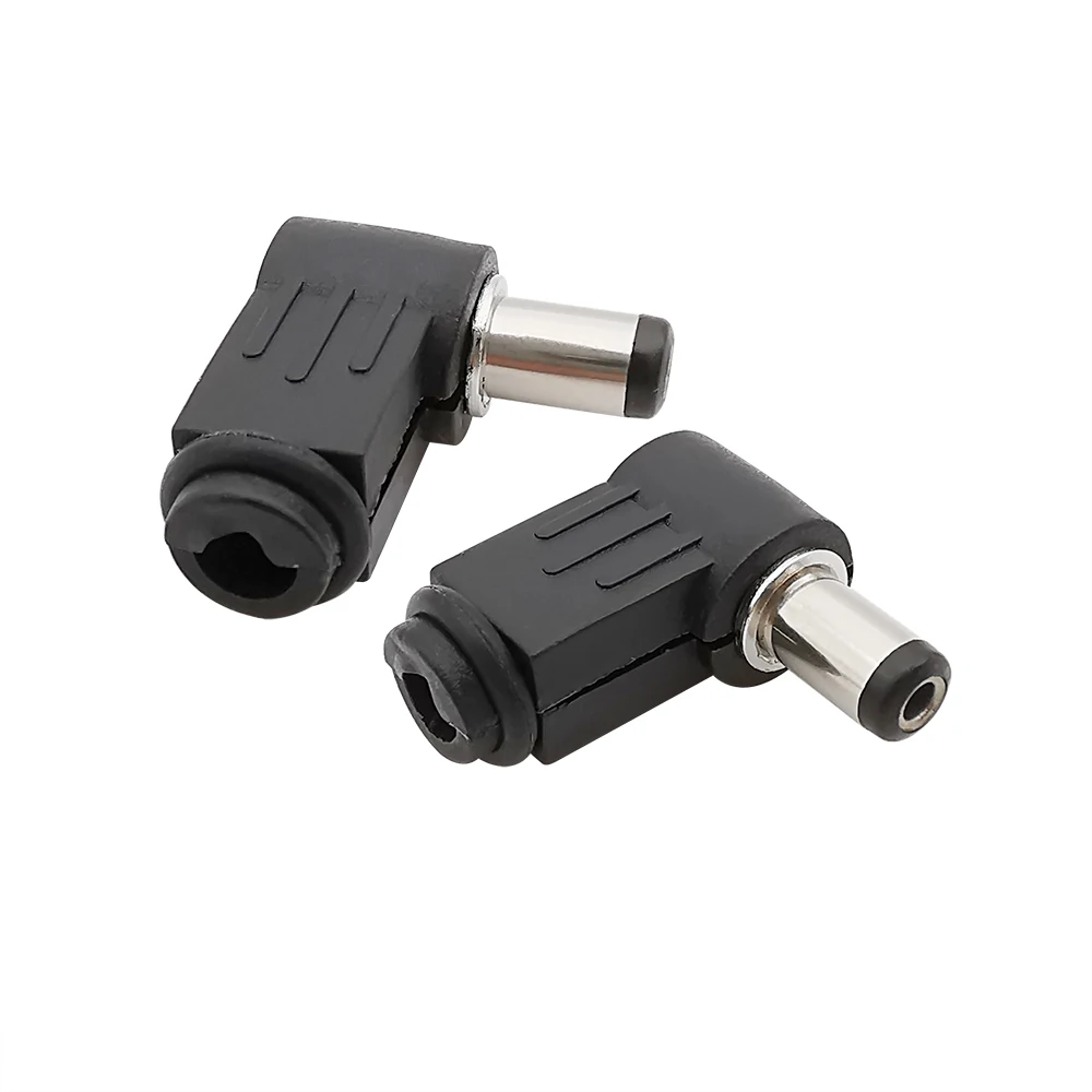 5/10 Uds 5,5x2,1mm 5,5x2,5mm ángulo recto DC enchufe macho adaptador Jack 90 grados 5,5*2,1 5,5*2,5mm conector de clavija de alimentación CC