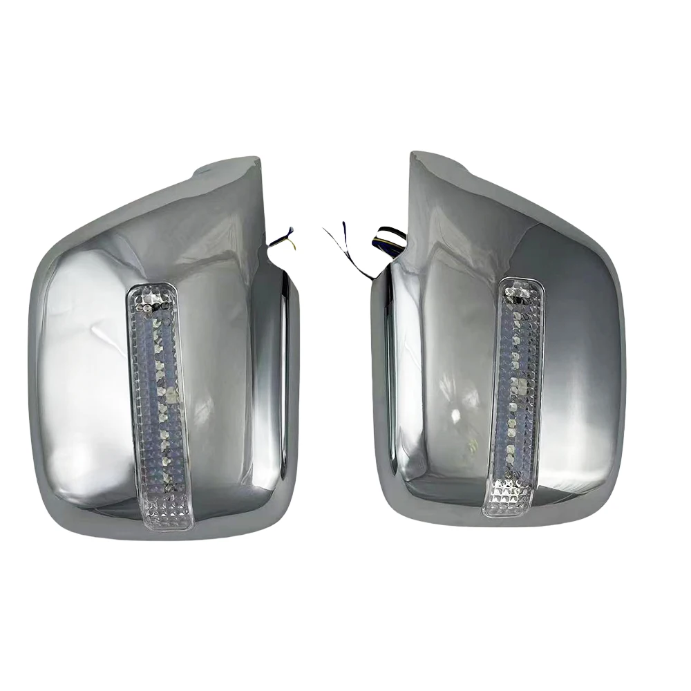 2 قطعة غطاء مرآة الباب الفضي المطلي بالكروم مع Led لتويوتا لاند كروزر Lc80 FJ80 4500 1990 - 1998 تزيين السيارة الخارجي #3