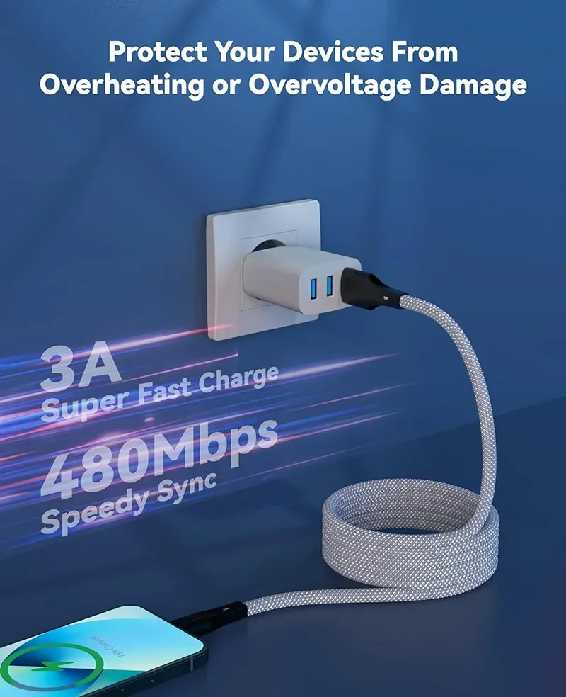 Cable de datos de almacenamiento magnético, portátil, carga superrápida, plegable, automático, Lightning, TYPE-C