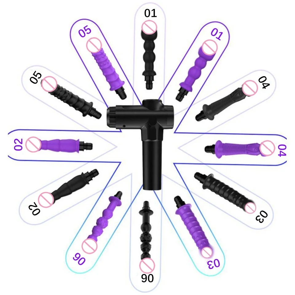Female Masturbator Massage Gun Head Accesories Silicone Dildo For Fascia Massage Gun Percussion Vibrators Sex Products