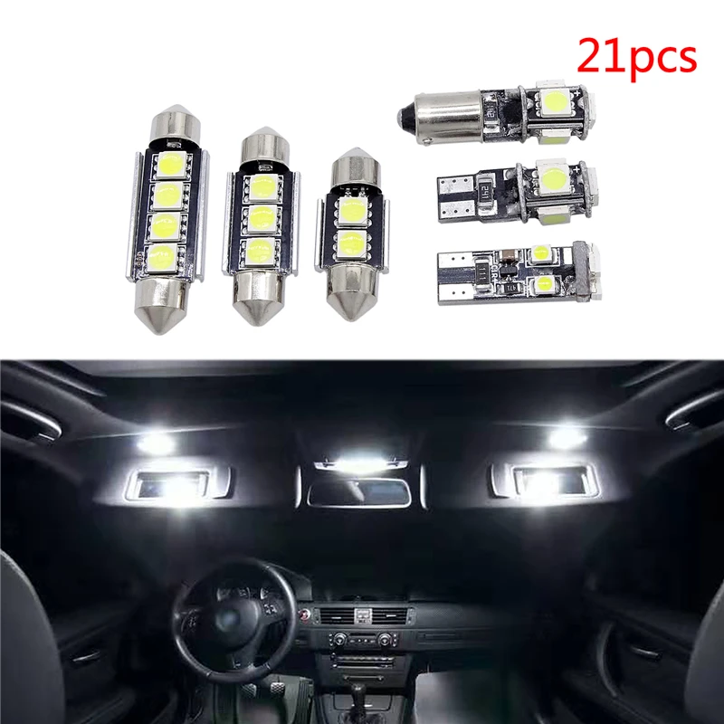 

21Pcs White LED Reading Lamp For BMW 5 Series M5 E60 E61 Interior Lights Replacement Kit Bulb Auto Accessories