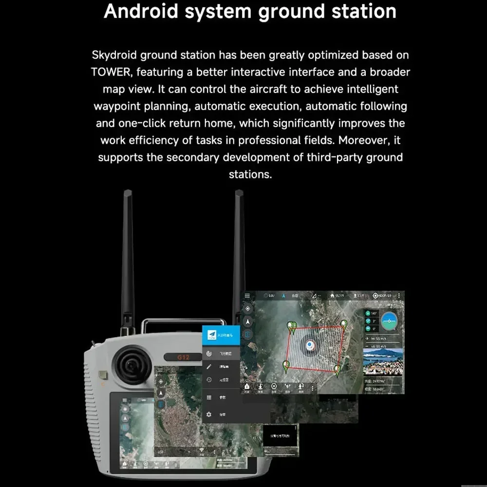Telecomando Skydroid G12 - Dual Band 2,4 GHz/5,8 GHz, display HD 1080P da 5,5 pollici, trasmissione di immagini digitali da 20 km