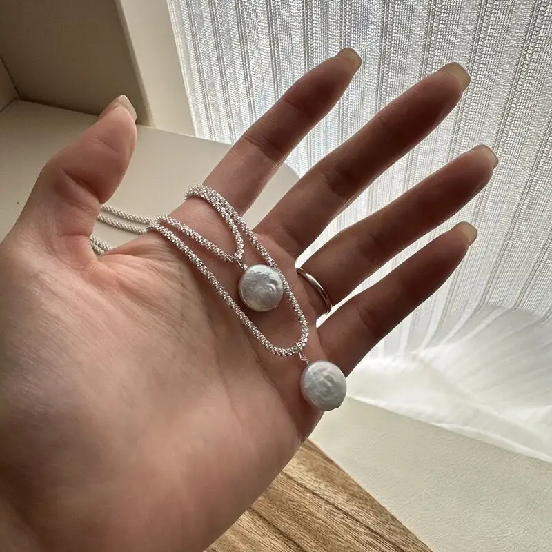 100 % natürliche barocke Süßwasserperle 925 Sterling Silber weibliche Anhänger Halskette Schmuck für Frauen Geburtstagsgeschenke – Detail 3