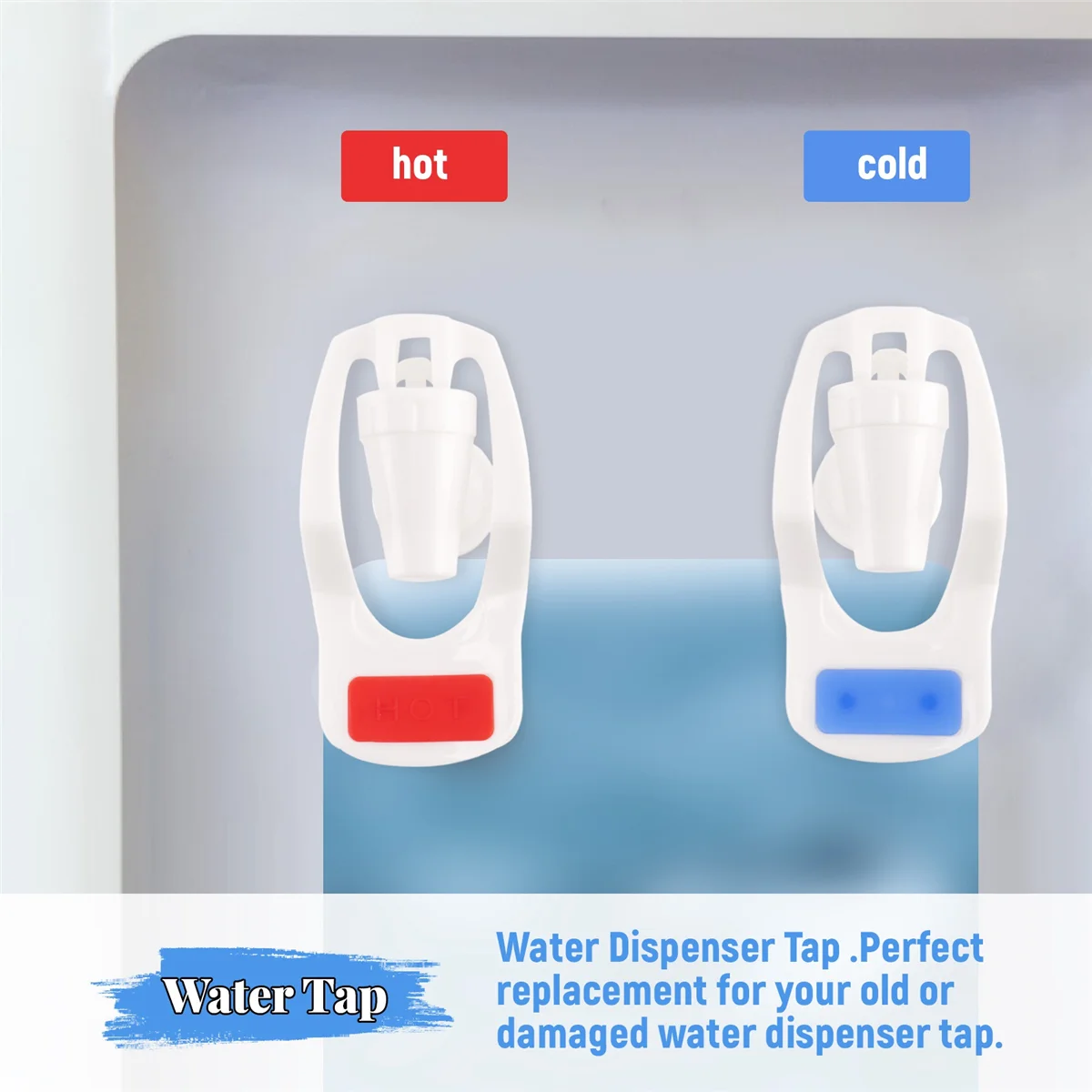 Water Dispenser Replacement Push Type White Plastic Tap Faucet 2 Pcs