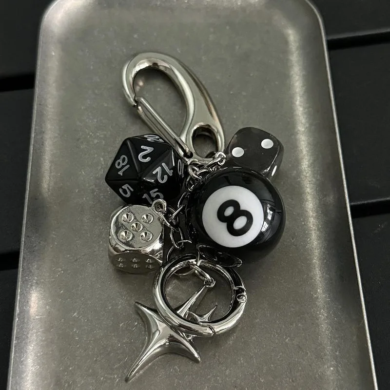 Original Dice Black 8 Series Bag Pendant Handmade Trendy Design Keychain Accessories Wearing Accessories