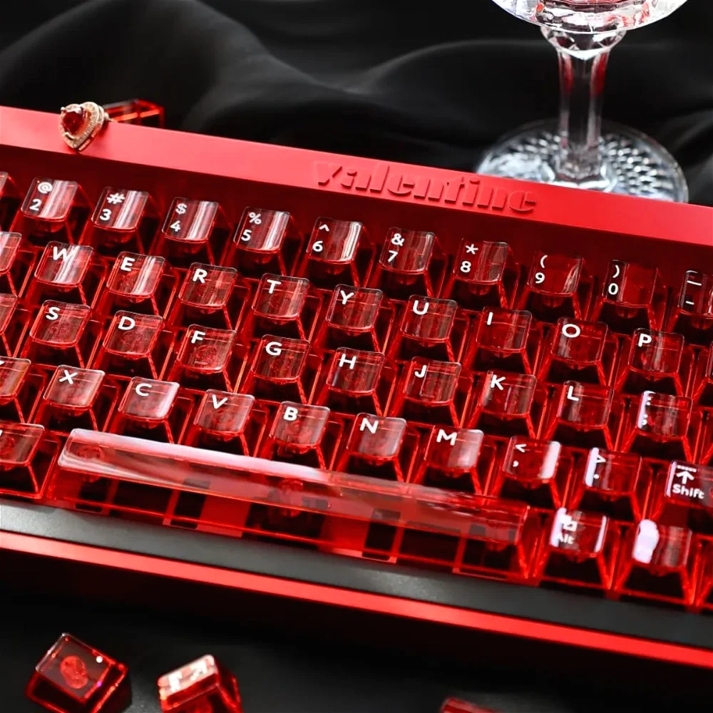 

114 Key Cherry Keycap PC Transparent Keyboard Keychain Compatible with 61/75/87/104/108 Gaming Mechanical Keyboard