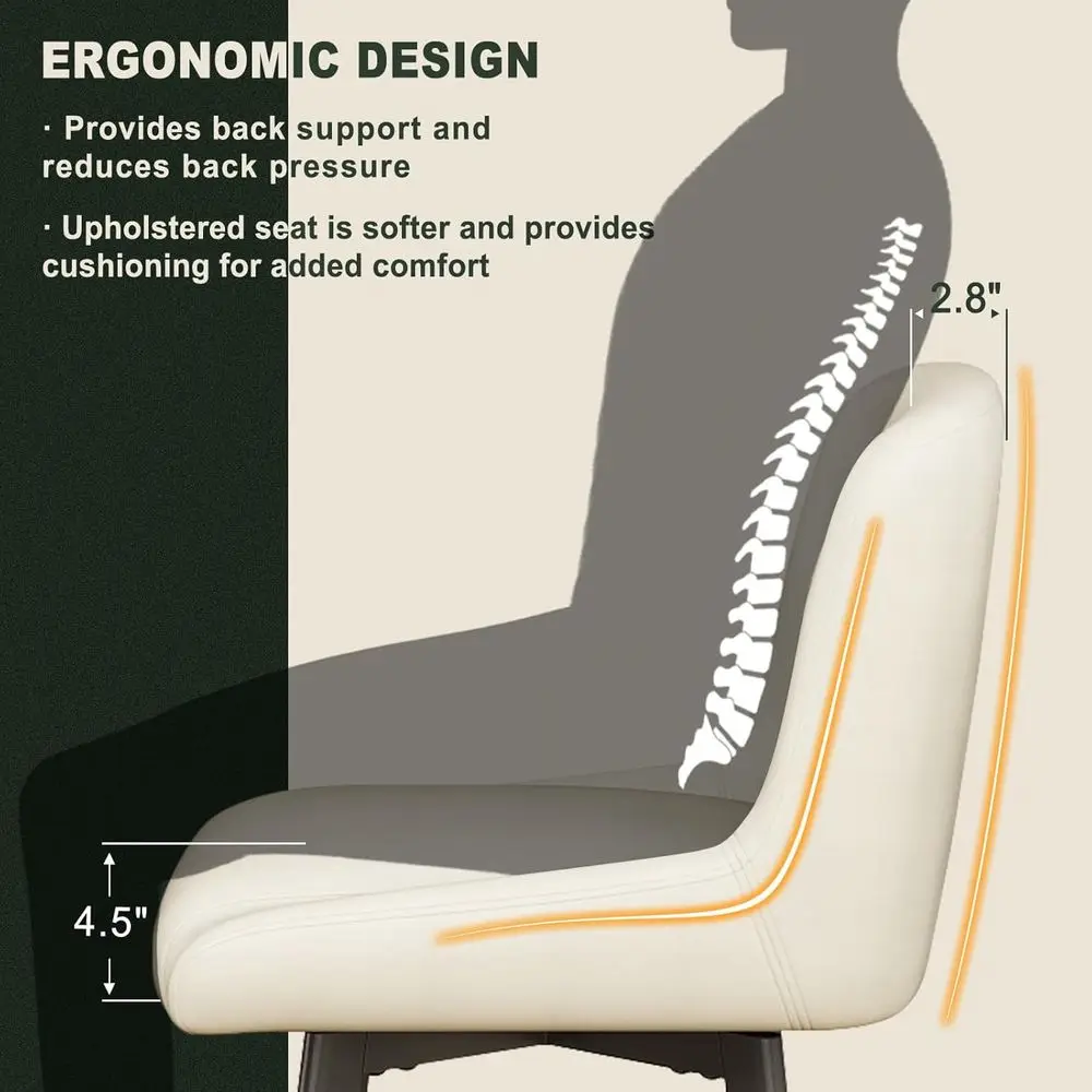 Swivel Bar Stools, 26''H Upholstered Barstools with Backs, Modern Counter Height Bar Stool Chairs for Kitchen Island, Metal Legs