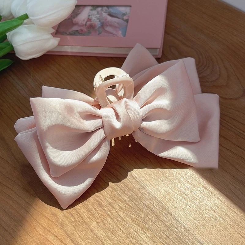 Sweet Retro Satin Bow Clip Super Fairy Hair Clip Back of Head Disc Clip Subnet Red Shark Clip Hair Accessory