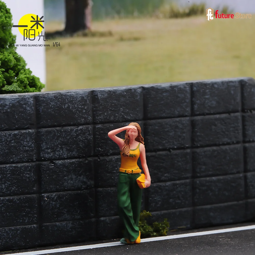 Miniature Figure 1/64 1/24 1/18 Beauty Girl Holding Bag Watching Distance Street Scene 3D Diorama Model Mini Doll Creative Props - Image 2