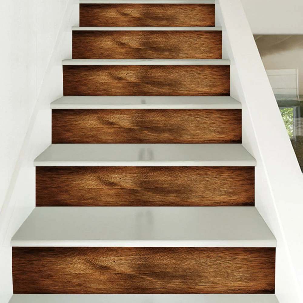 Retro Wood Grain Stair Riser Decals 100x18cm Peel & Stick Waterproof Removable Vinyl Staircase Stickers DIY Home Stairway Decor