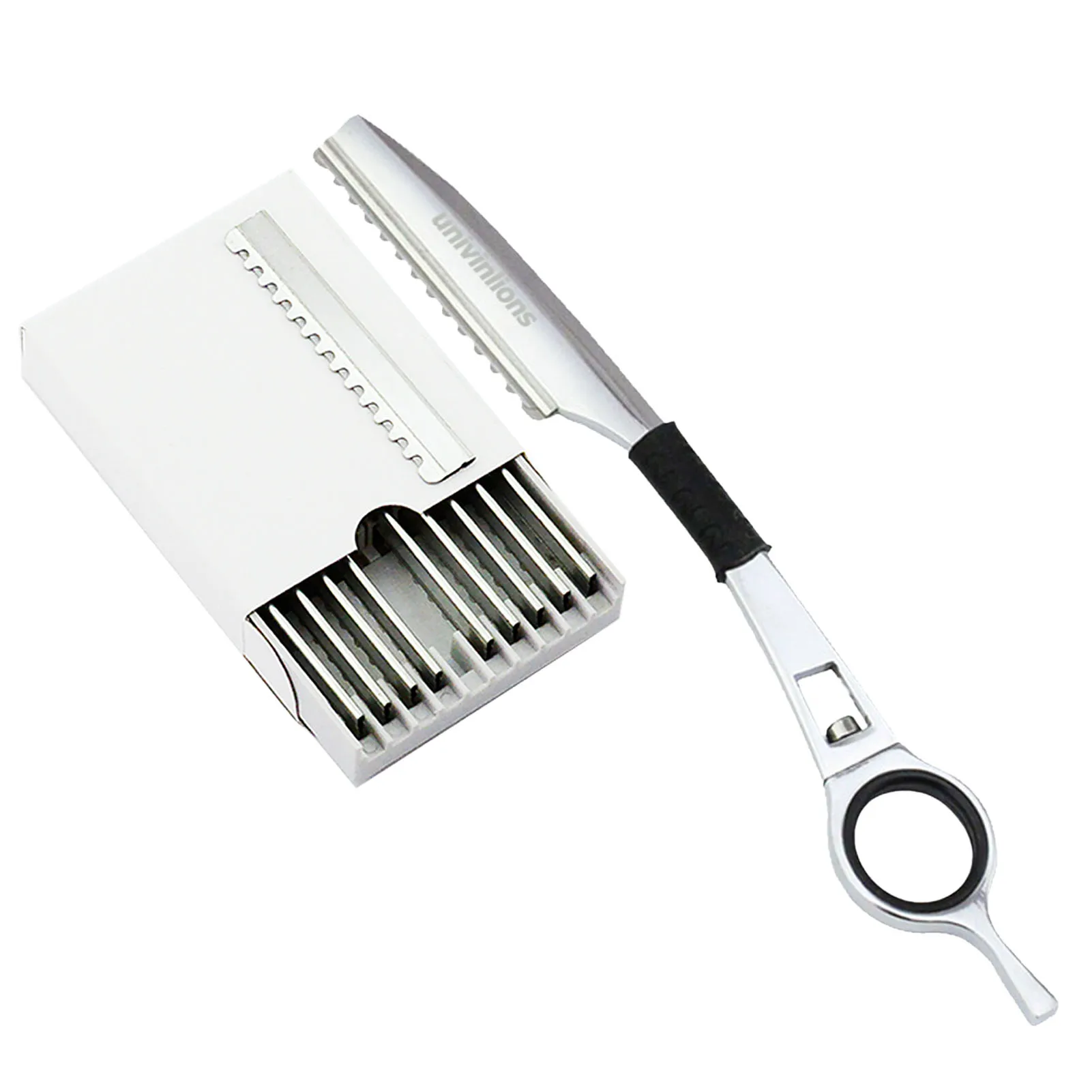 Univinlions Colorful Hair Thinning Razor+10 Blades Straight Barber Razor Hairdressing Cutter Haircut Knife Thinner Stick Razor