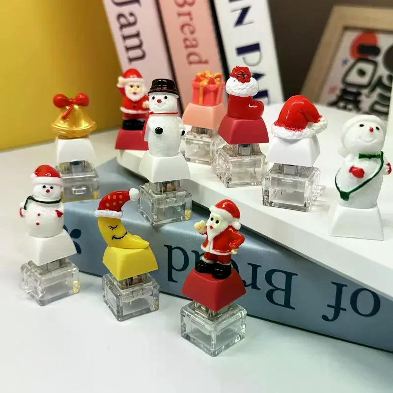 Christmas Themed Keyboard Keychain Stress Relief Toys Keychain Fidget Keyboard Clicker Button Key Chain Bag Charm Pendant