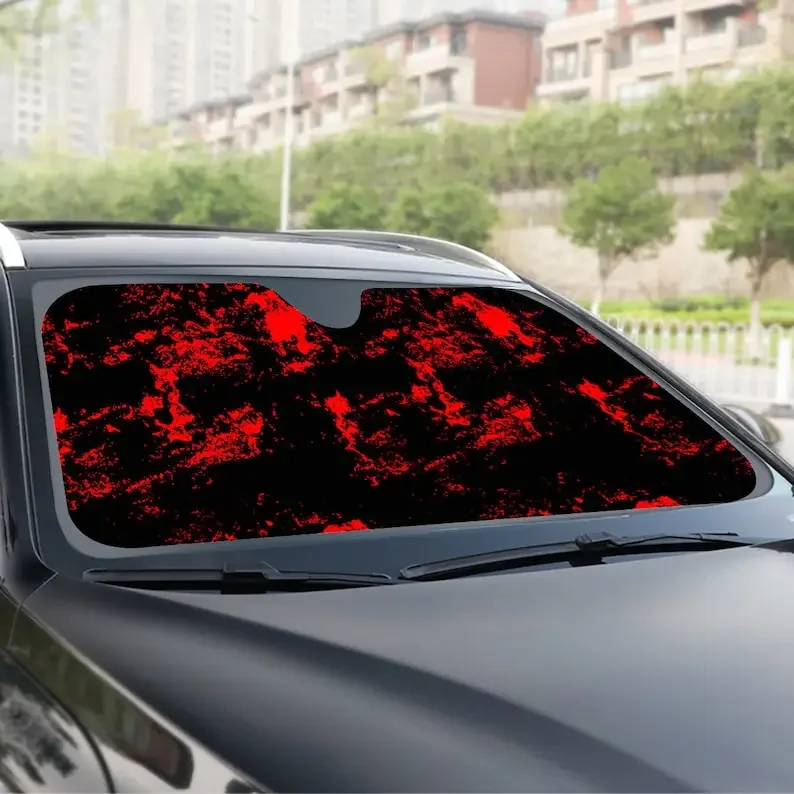 Blood Splash Windshield Sunshade, Gore Bloody Car Sun Shade, Horror Aesthetic Windshield Sunshade